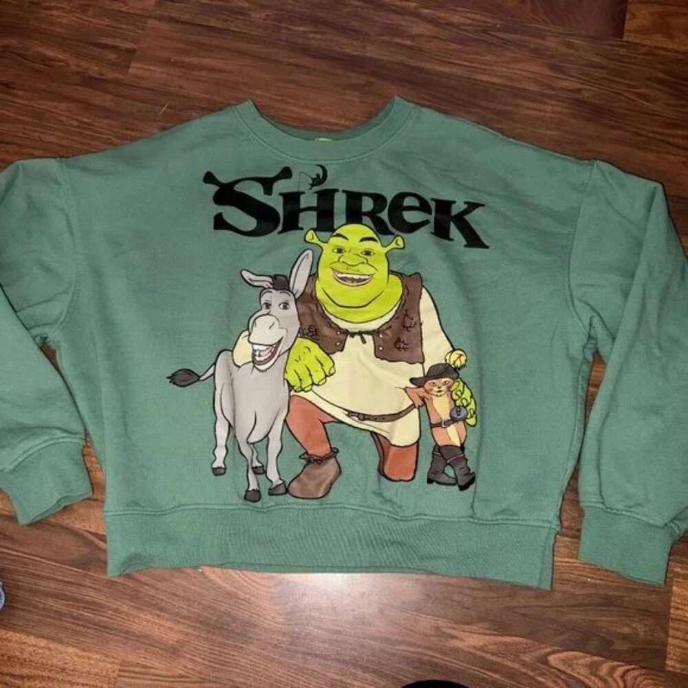 Like New DreamWorks Shrek Donkey & Puss in Boots Cropped Sweatshirt Small - Picture 8 of 8